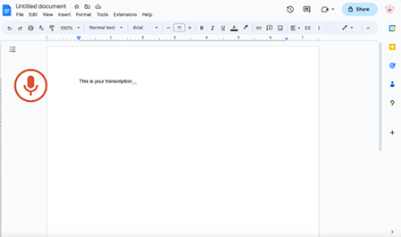 transcribe google docs