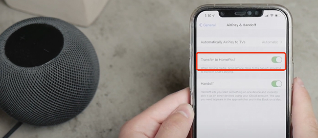 play apple music on apple homepod via handoff