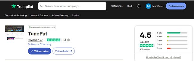 tunepat reviews on trustpilot