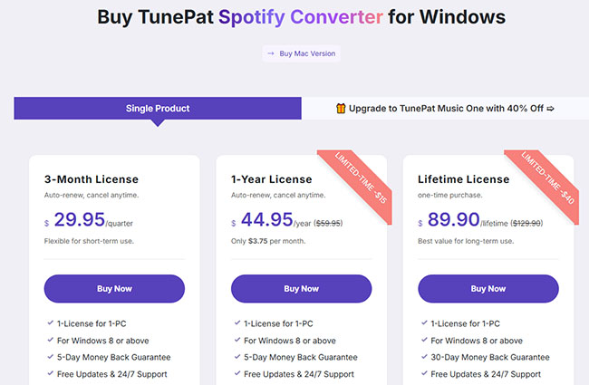 tunepat spotify converter price