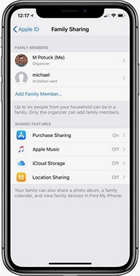 turn on apple music shared feature on family sharing