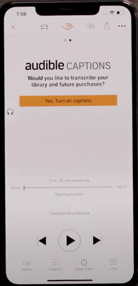 turn on audible captions