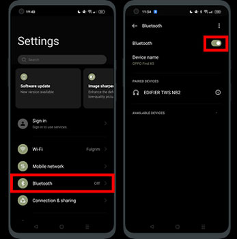 turn on bluetooth on android