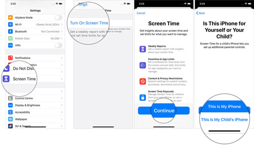 turn on screen time iphone