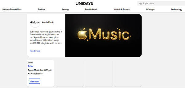 subscribe to apple music student plan via unidays
