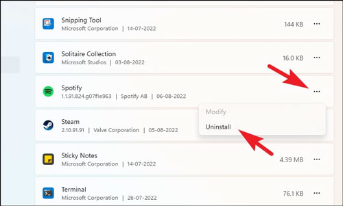 uninstall spotify to fix spotify says offline