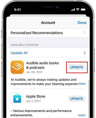 update audible app ios