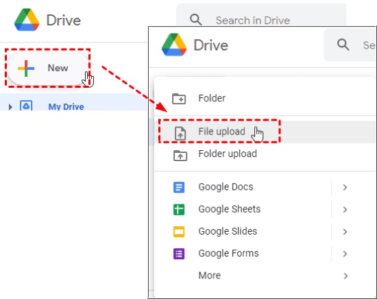 upload audio files to google drive