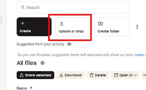 upload files on dropbox