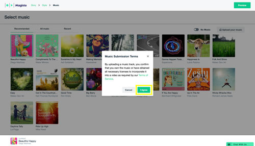 upload music on magisto website