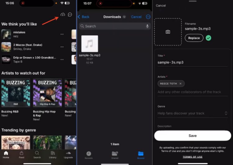 upload soundcloud on iphone
