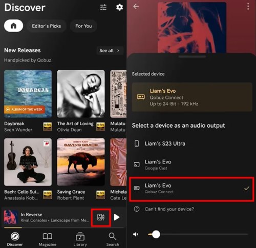 use qobuz connect mobile