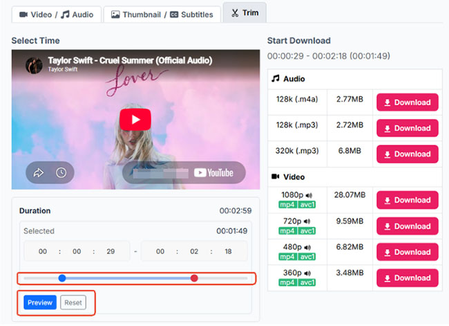 trim youtube video in vd6s