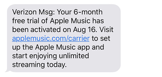 activate apple music 6 months free code via verizon