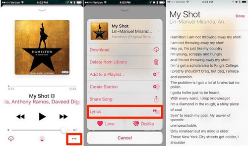 View Apple Music lyrics on mobile device