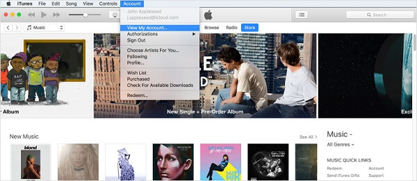 view my account in itunes