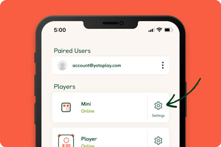 yoto player settings in yoto mobile app