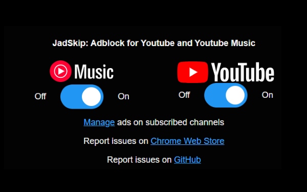 youtube music ad blocker extension