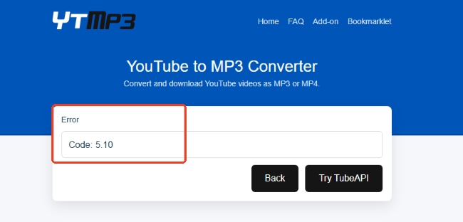 ytmp3 error 5.10
