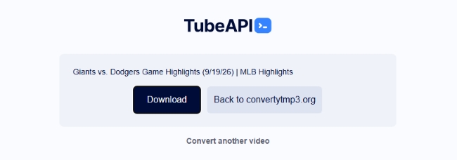 ytmp3 tubeapi option