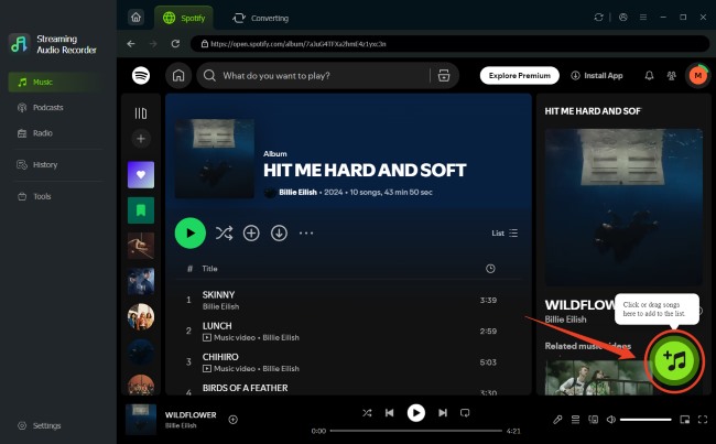 add streaming music