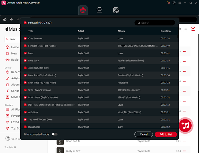 import taylor swift songs
