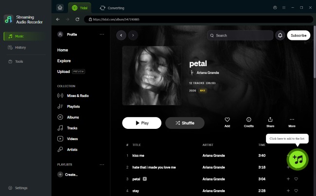 add tidal music playlist to convert