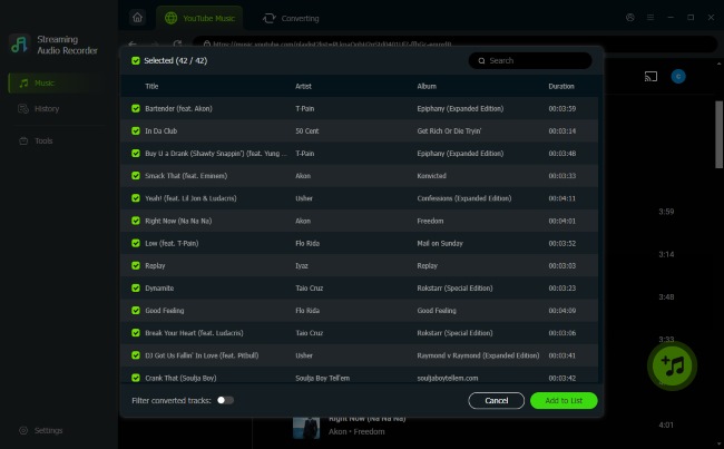 add youtube music playlists