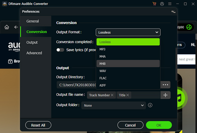 audible converter settings