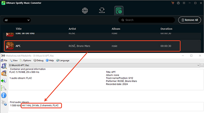 check spotify flac download quality in drmare
