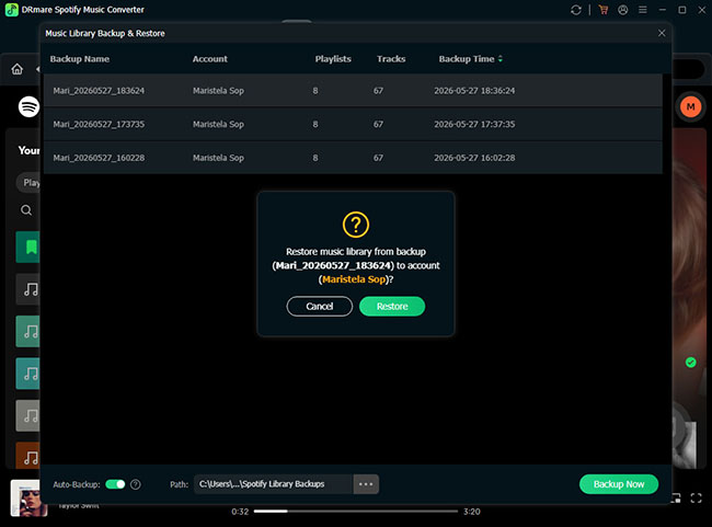 confirm spotify restore account