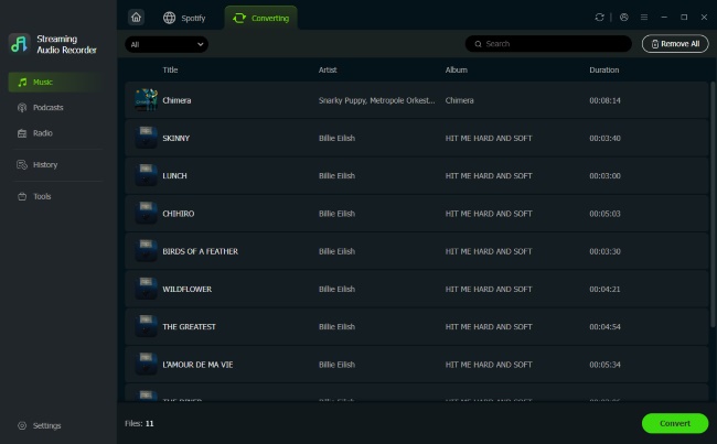 convert streaming music