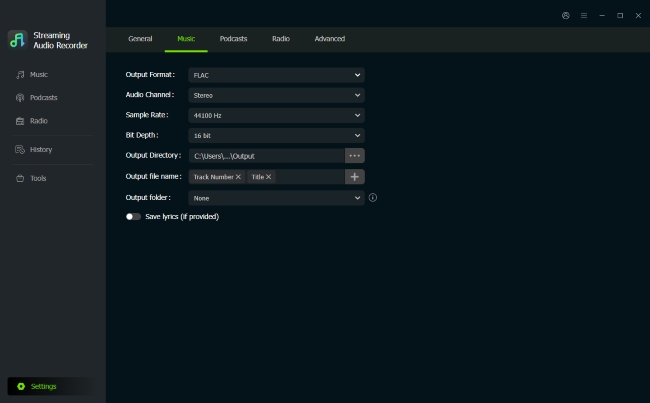 customize youtube music output format