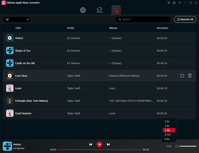 change apple music playback speed