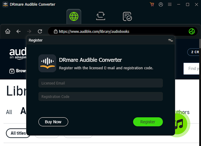open drmare audible converter on your pc