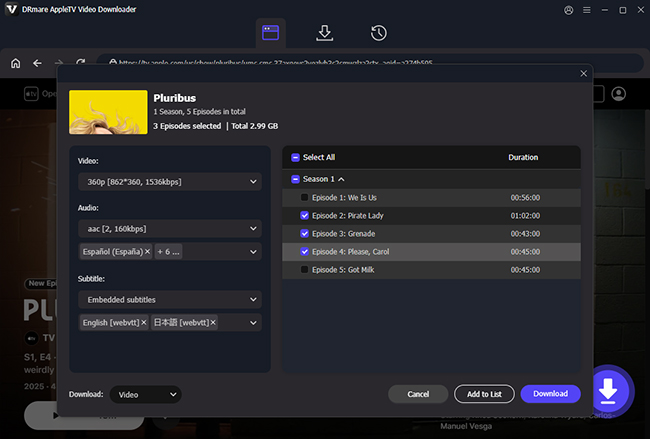 add apple tv shows to download