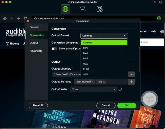 set audible format on mac