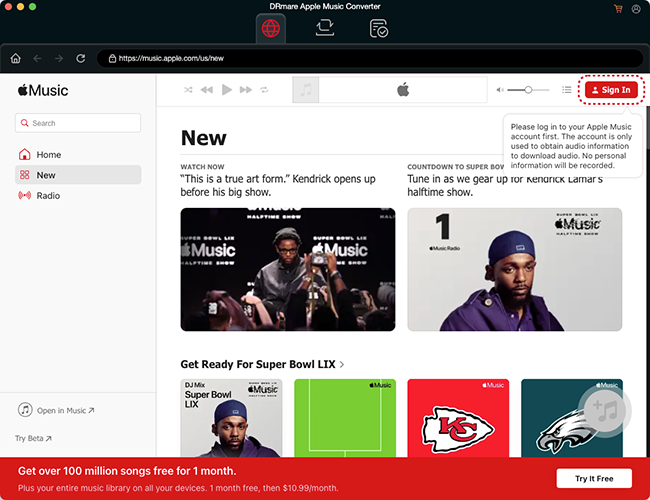 sign in apple account within drmare