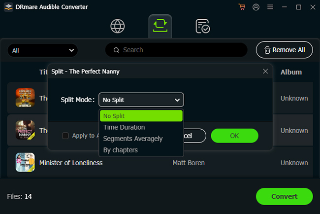 split audible books into chapters in drmare audible converter