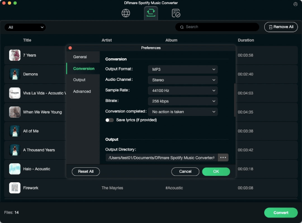 adjust spotify preferences for garmin watch